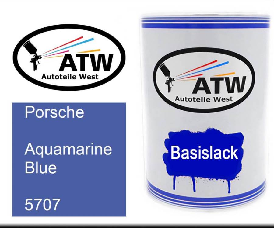 Porsche, Aquamarine Blue, 5707: 500ml Lackdose, von ATW Autoteile West.